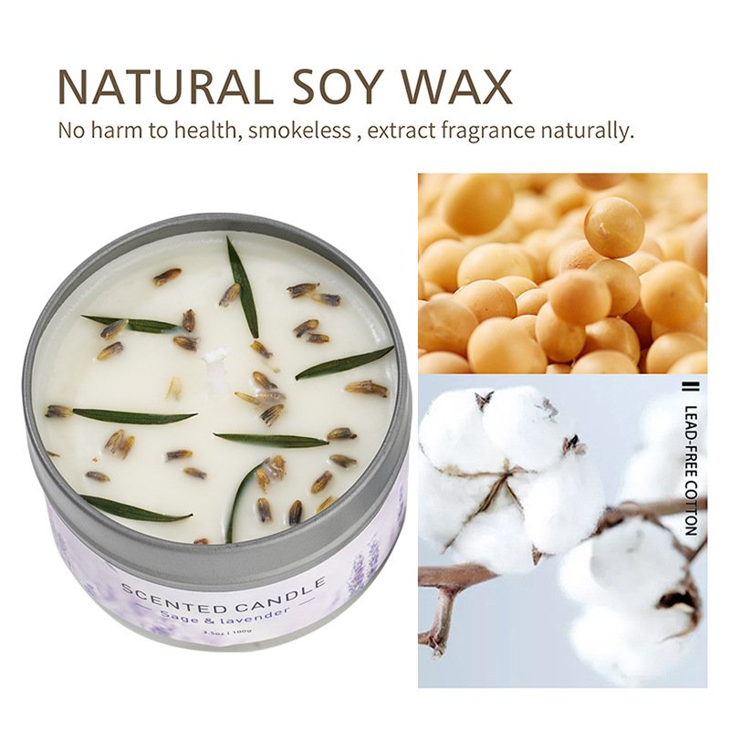 Cross-border hot-selling tin can dried flower scented candle high-end small gift souvenir crystal stone smokeless scented candle