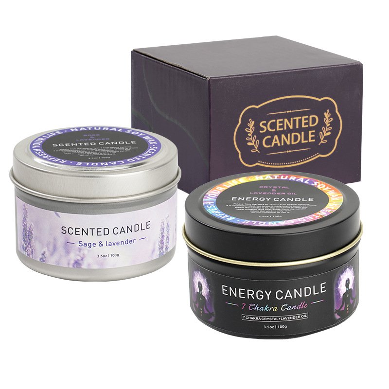 Cross-border hot-selling tin can dried flower scented candle high-end small gift souvenir crystal stone smokeless scented candle