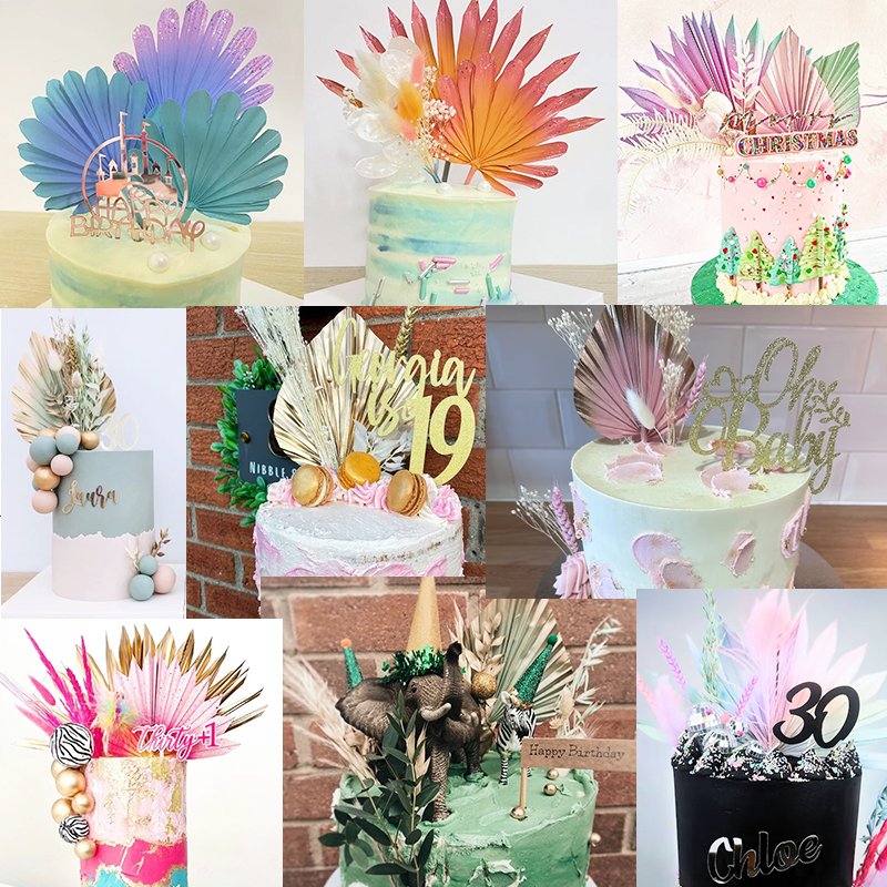 AX-041 Eco-Friendly Wholesale Dried Eucalyptus Flowers Bouquet Cake Decorating Supplies Set with Stand Easter Party Decorations