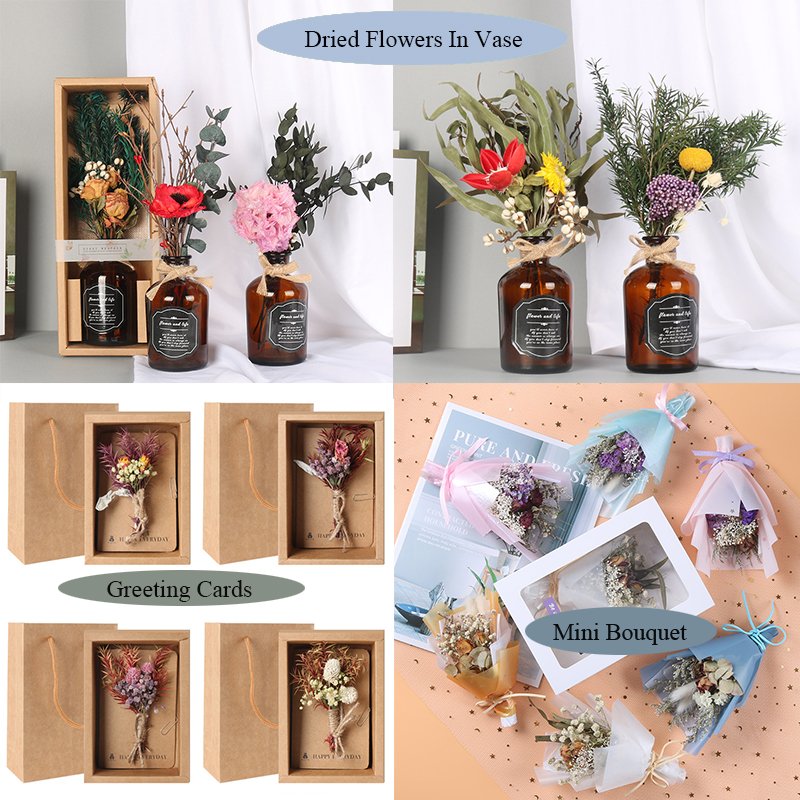 Mother's Day Gifts Dried Flowers Bouquet Boheme Dry Floral Wrapping Paper Bouquet Wholesale Handmade Flowers Bouquet In Vase
