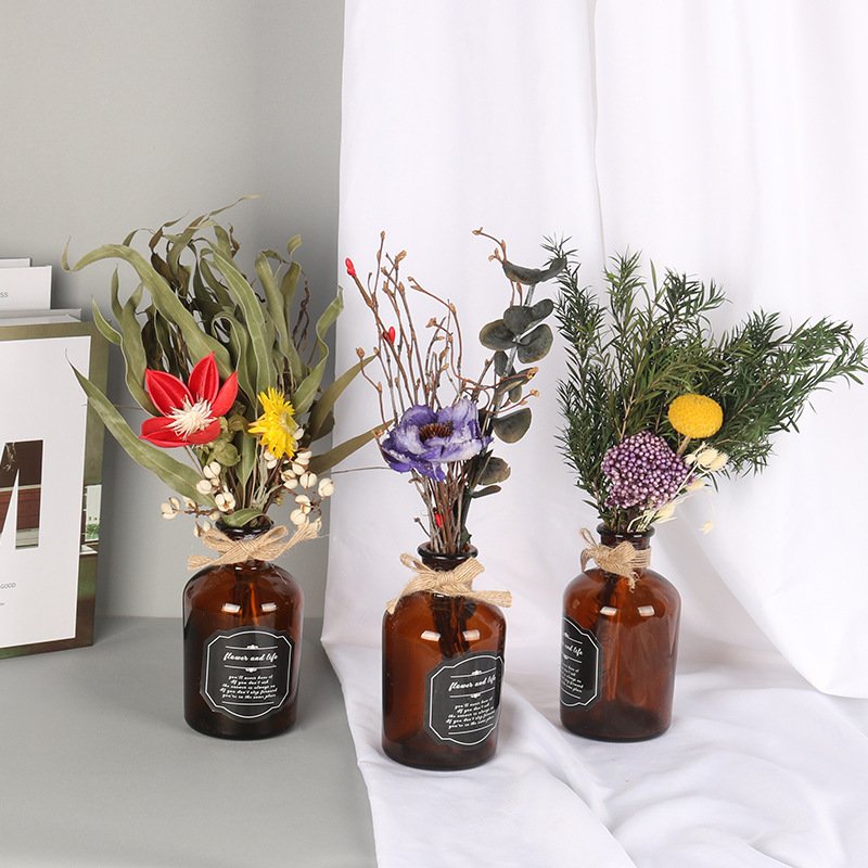 Mother's Day Gifts Dried Flowers Bouquet Boheme Dry Floral Wrapping Paper Bouquet Wholesale Handmade Flowers Bouquet In Vase