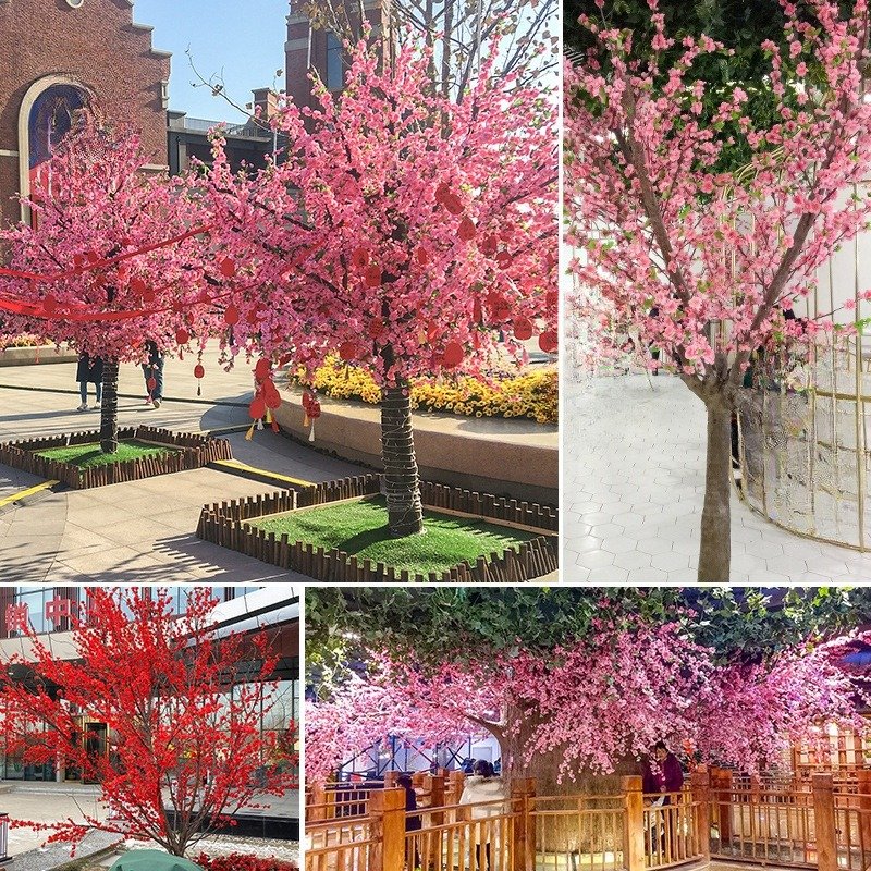 Artificial Peach Blossom Branch Cherry Blossom Silk Artificial flower For Floral Arrangement Wedding Table Decorative Garden