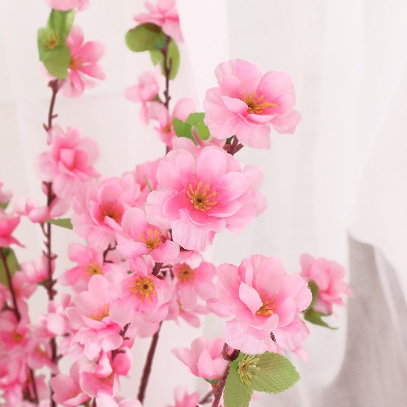 Artificial Peach Blossom Branch Cherry Blossom Silk Artificial flower For Floral Arrangement Wedding Table Decorative Garden