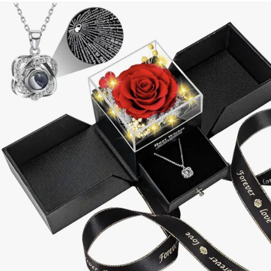 Mothers Day Gifts With Forever Flower In Box Preserved Infinity Immortal Eternal Rose Jewelry Box