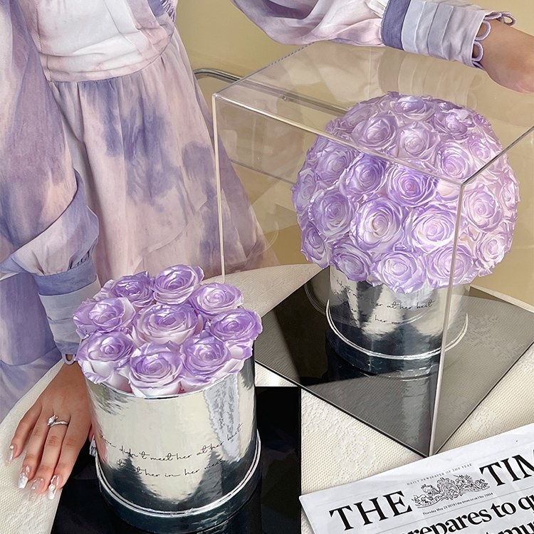 New Ball Shaped Milky Way Bucket Rose Bouquet Wedding Gifts Dried Flower Bouquet Preserved