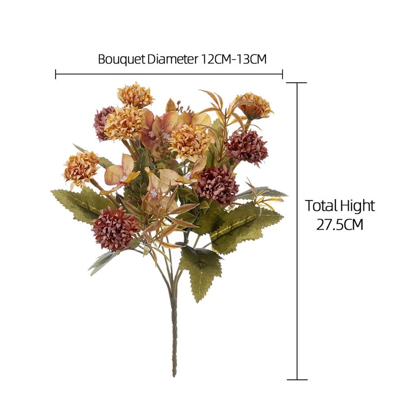 MW66003 Wholesales Artificial Fabric Ball Chrysanthemum Silk Dliac Plastic Plant Flower For Wedding Home Party Decoration