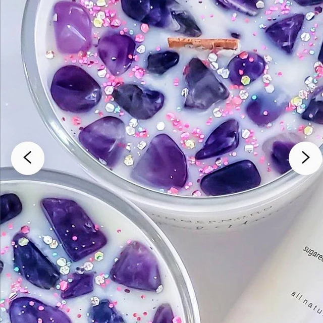 Valentine's Natural Dried Flower gemstone Soy Wax Candles for home holiday decoration chakra with Crystal Scented candle