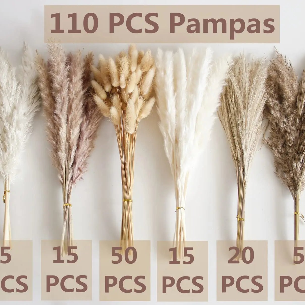 Boho Home Decor Bouquet Phragmites Dried Flowers Bouquet Natural Dried Pampas Grass for Wedding Floral Arrangements