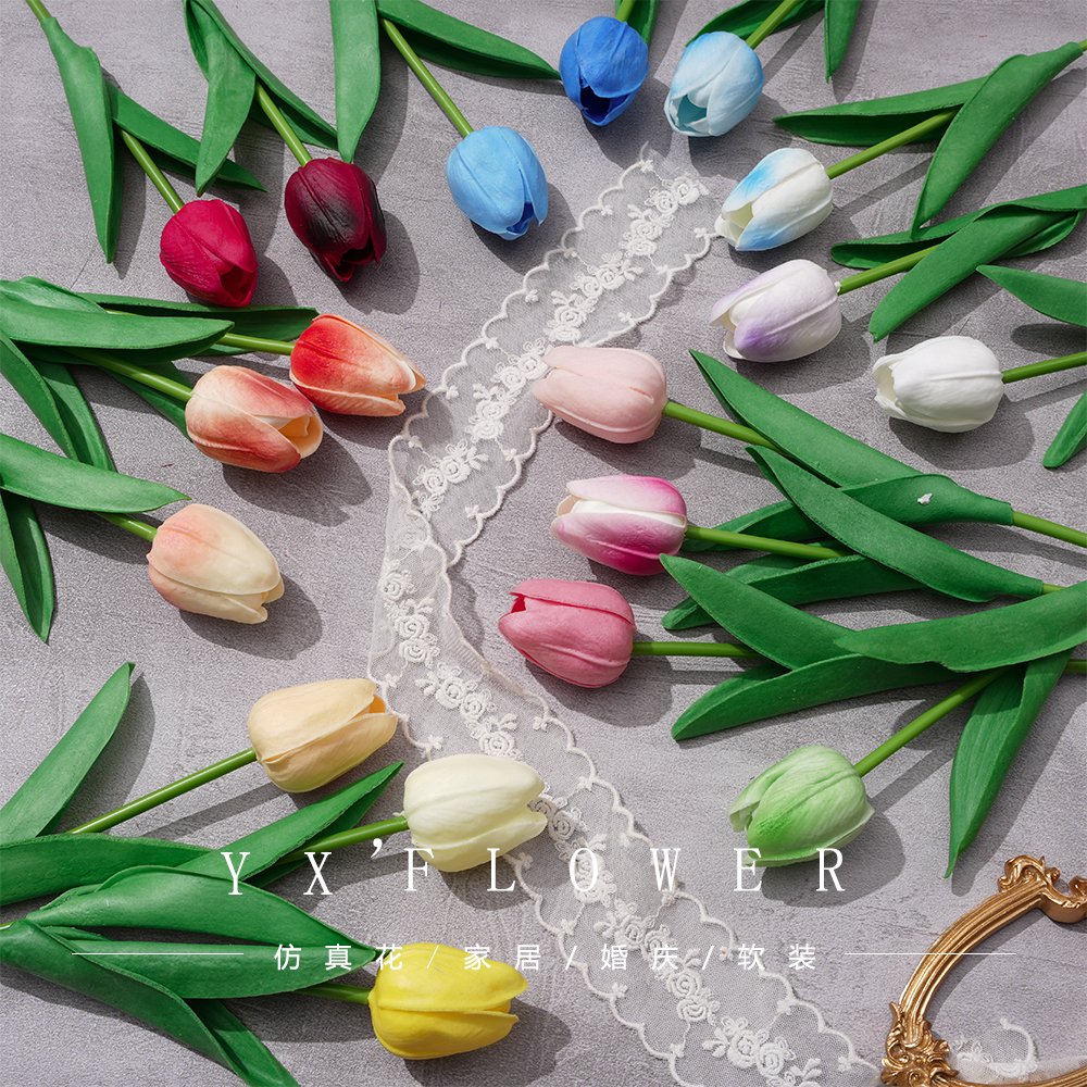 Internet Celebrant EVA Feel Mini Tulip Artificial Flower Home Decoration Restaurant Mini Decoration Cross-border Foreign Trade