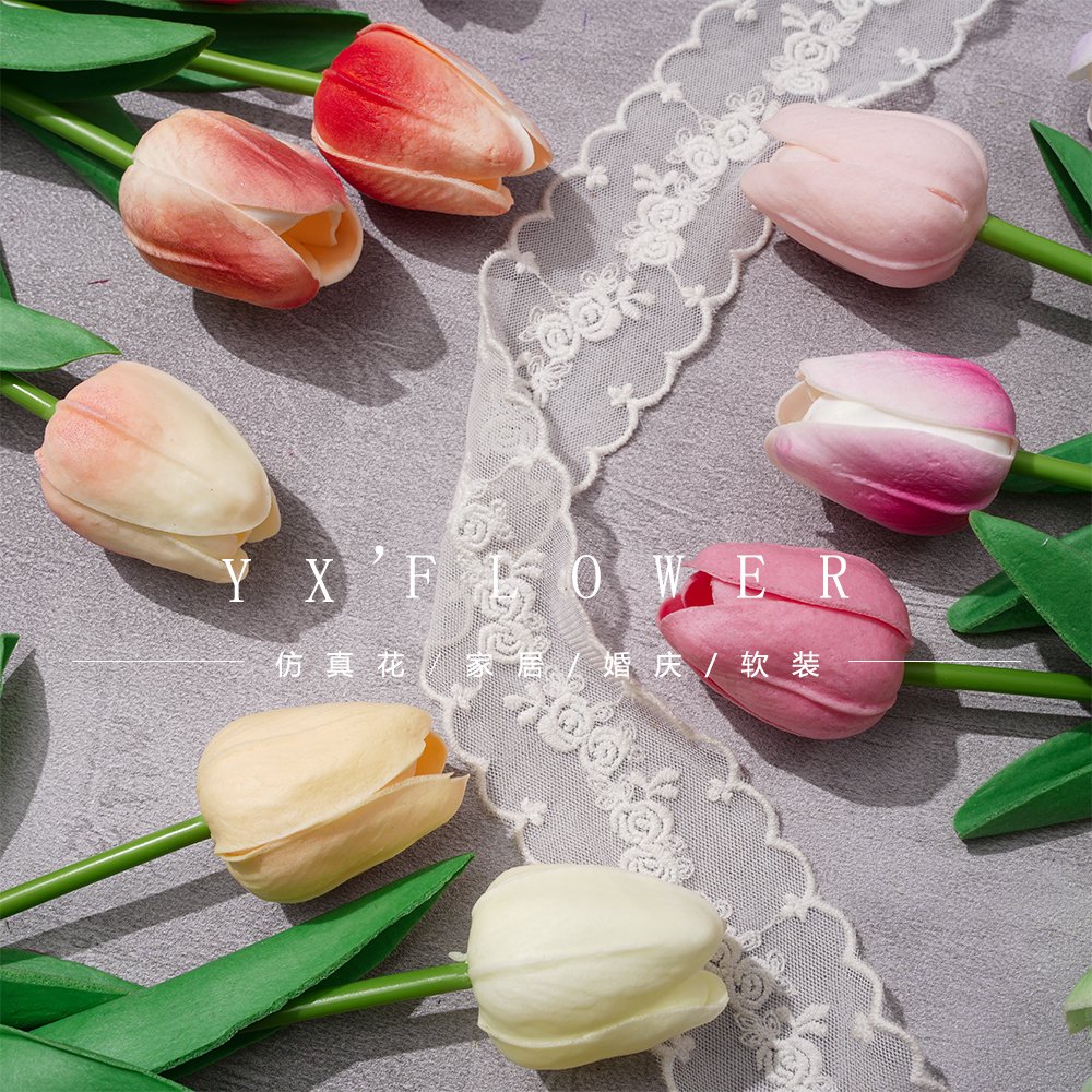Internet Celebrant EVA Feel Mini Tulip Artificial Flower Home Decoration Restaurant Mini Decoration Cross-border Foreign Trade