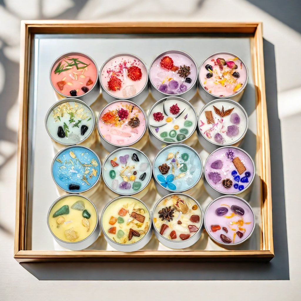 Crystal Dried Flower Colourful Aroma Candle Cross-border e-commerce tinplate jar scented soy wax