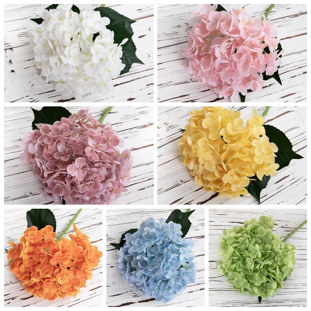 SENMASINE Centerpiece Flower Decor Real Touch 50cm Length 19cm Big Head Pink Artificial Hydrangea For Wedding Home DIY Bouquet