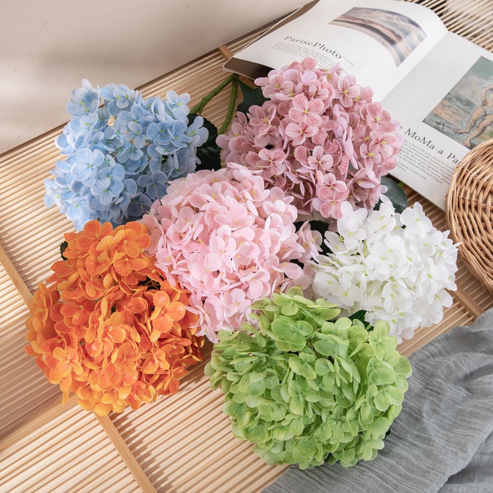 SENMASINE Centerpiece Flower Decor Real Touch 50cm Length 19cm Big Head Pink Artificial Hydrangea For Wedding Home DIY Bouquet