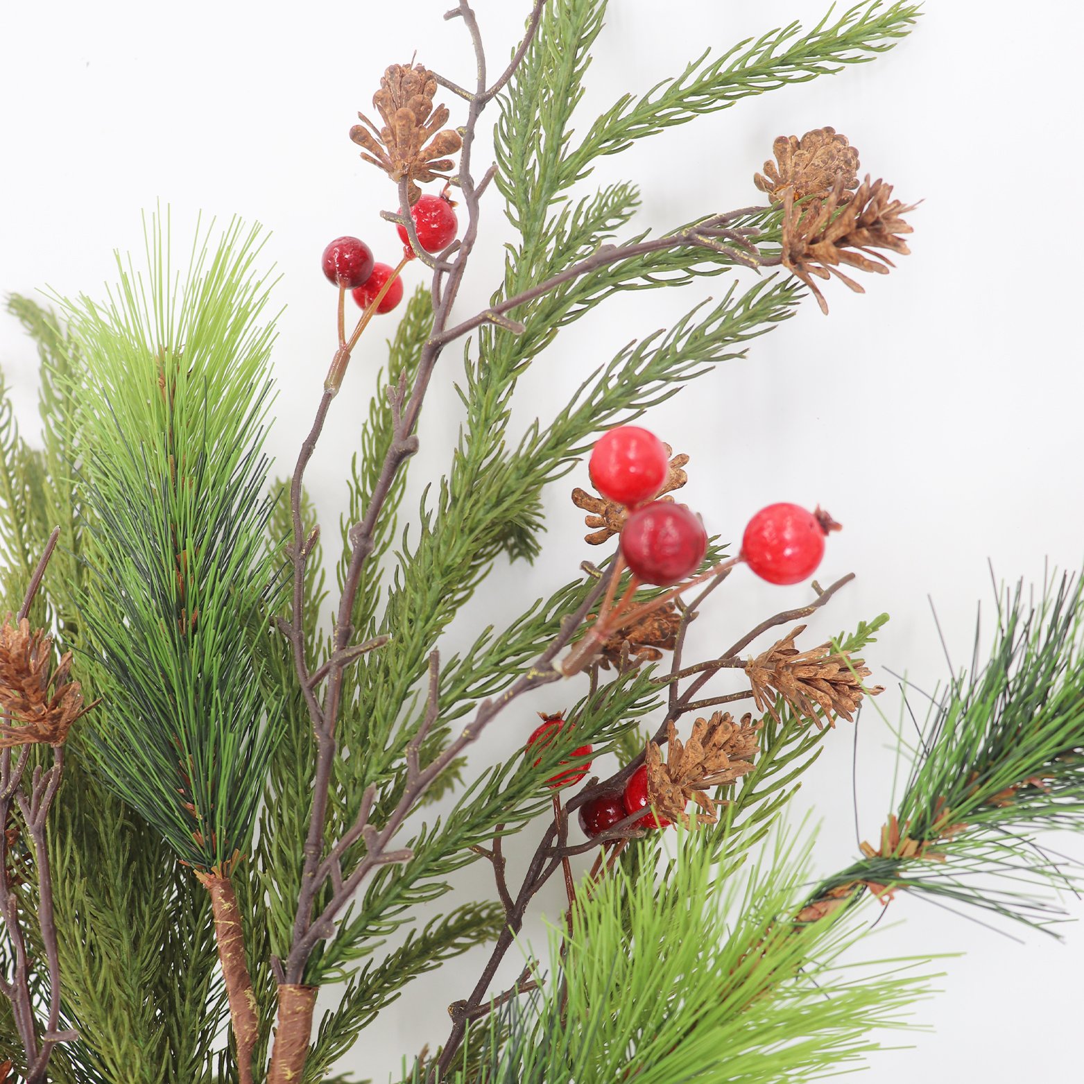 100cm Christmas Pine Cedar Red Fruit Single Branch New Project Selection Decorative Dried Flowers Plants for Easter