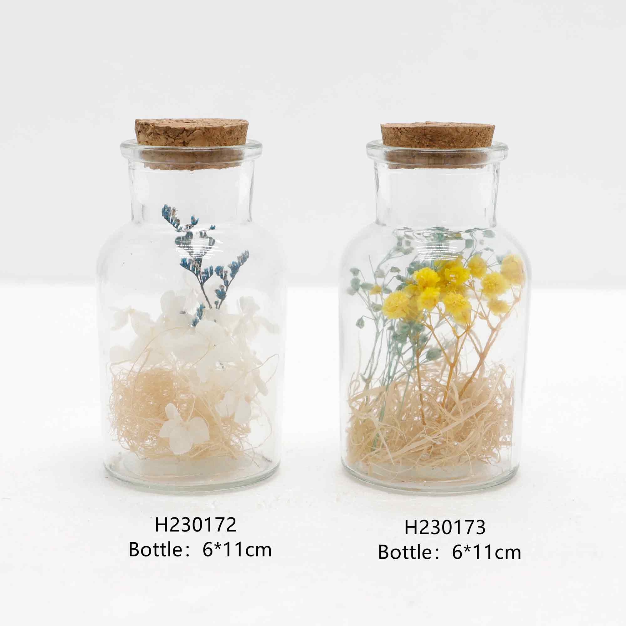 Wholesale Home Wedding Artificial Flowers Wishing Bottle Preserved Natural Dried Flowers for Gift Packing in Glass Jar