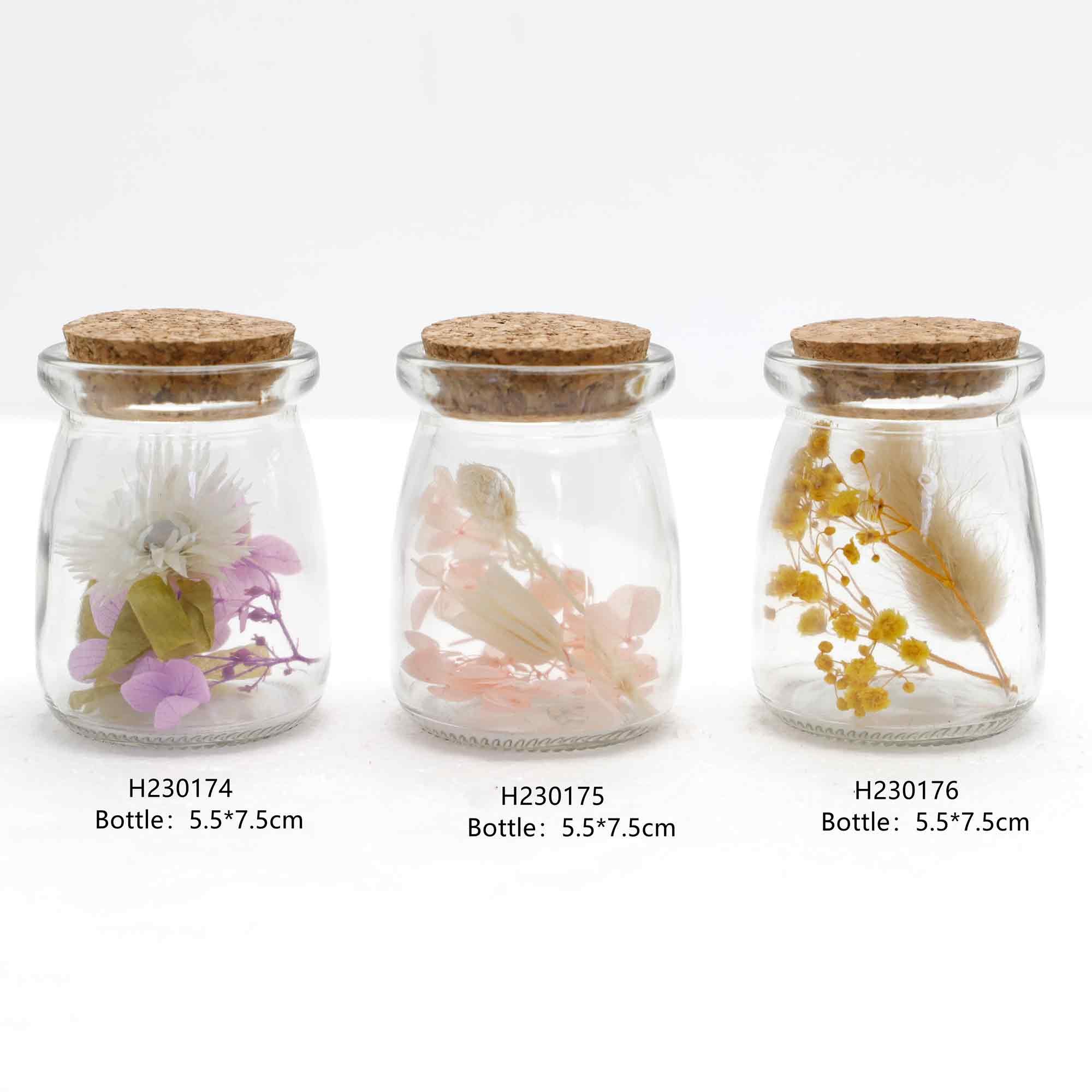 Wholesale Home Wedding Artificial Flowers Wishing Bottle Preserved Natural Dried Flowers for Gift Packing in Glass Jar