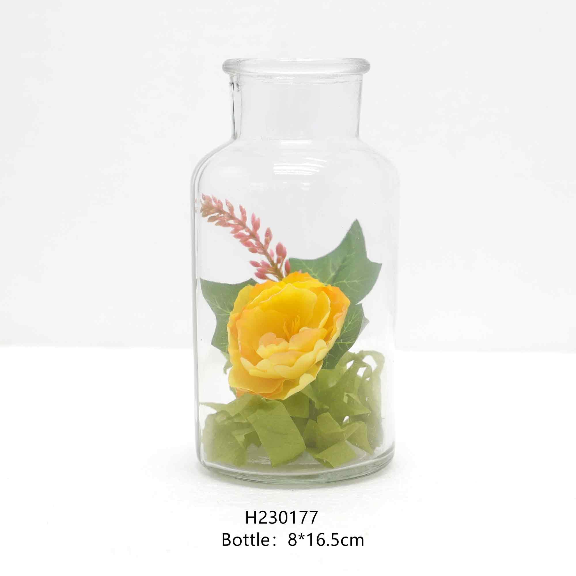 Wholesale Home Wedding Artificial Flowers Wishing Bottle Preserved Natural Dried Flowers for Gift Packing in Glass Jar