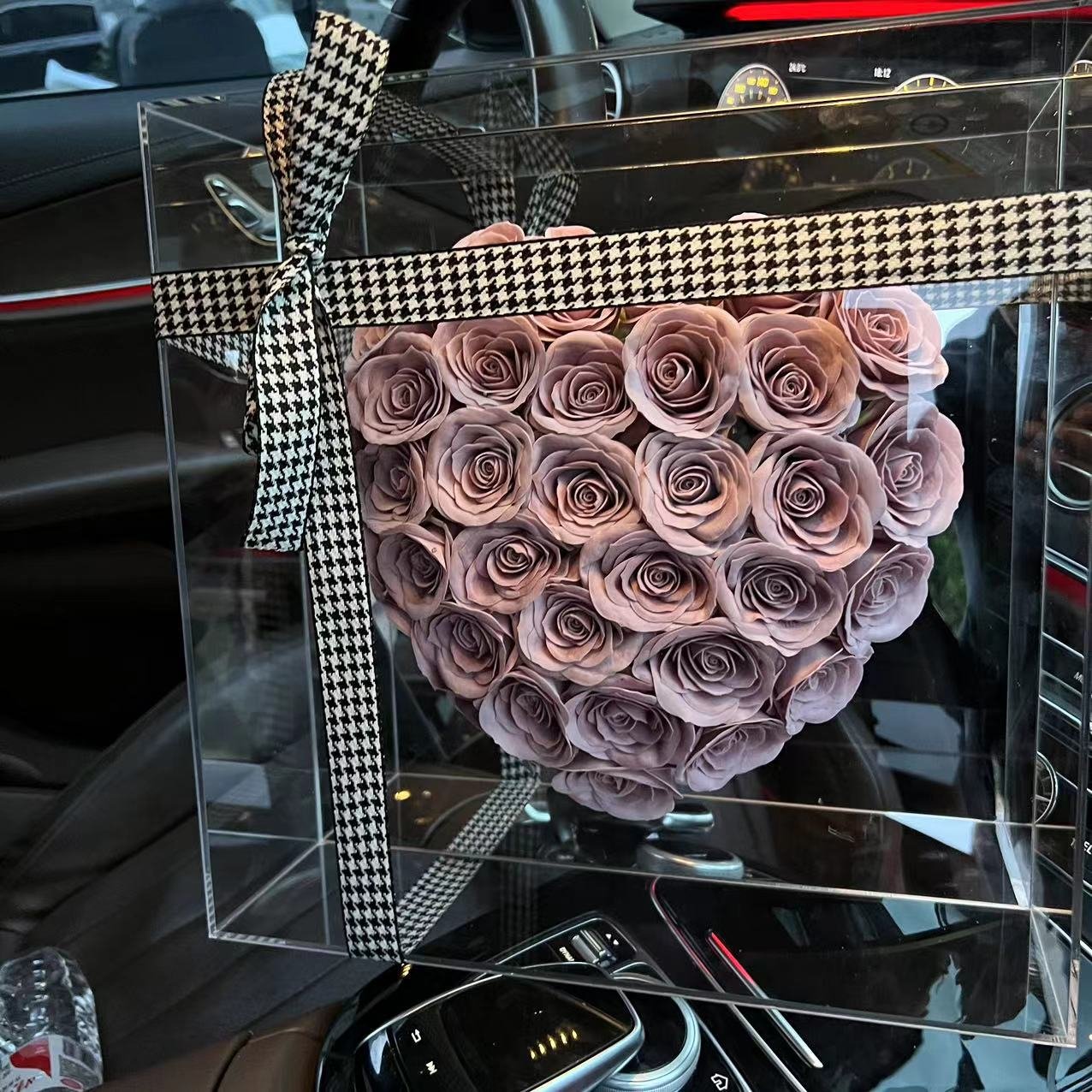 Luxury transparent square acrylic decorative flower soap rose bouquet packaging box clear flower gift display boxes