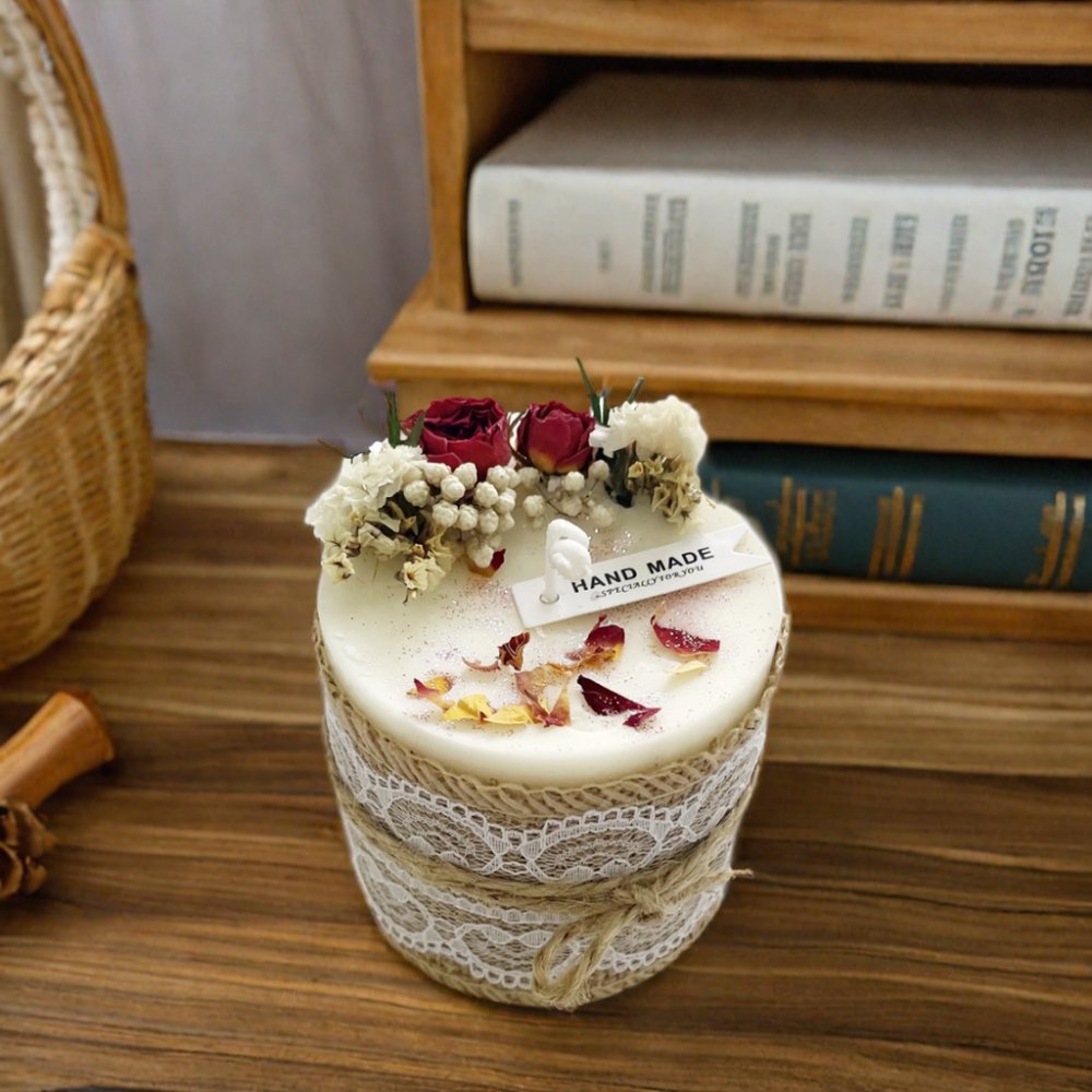 Wholesale Customizable hand make Dry Flower Candle soy wax pillared Scented Candles For Any Room