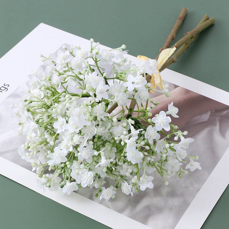 Professional standard real dried flowers babysbreath PU hand feeling bouquet simulation babysbreath