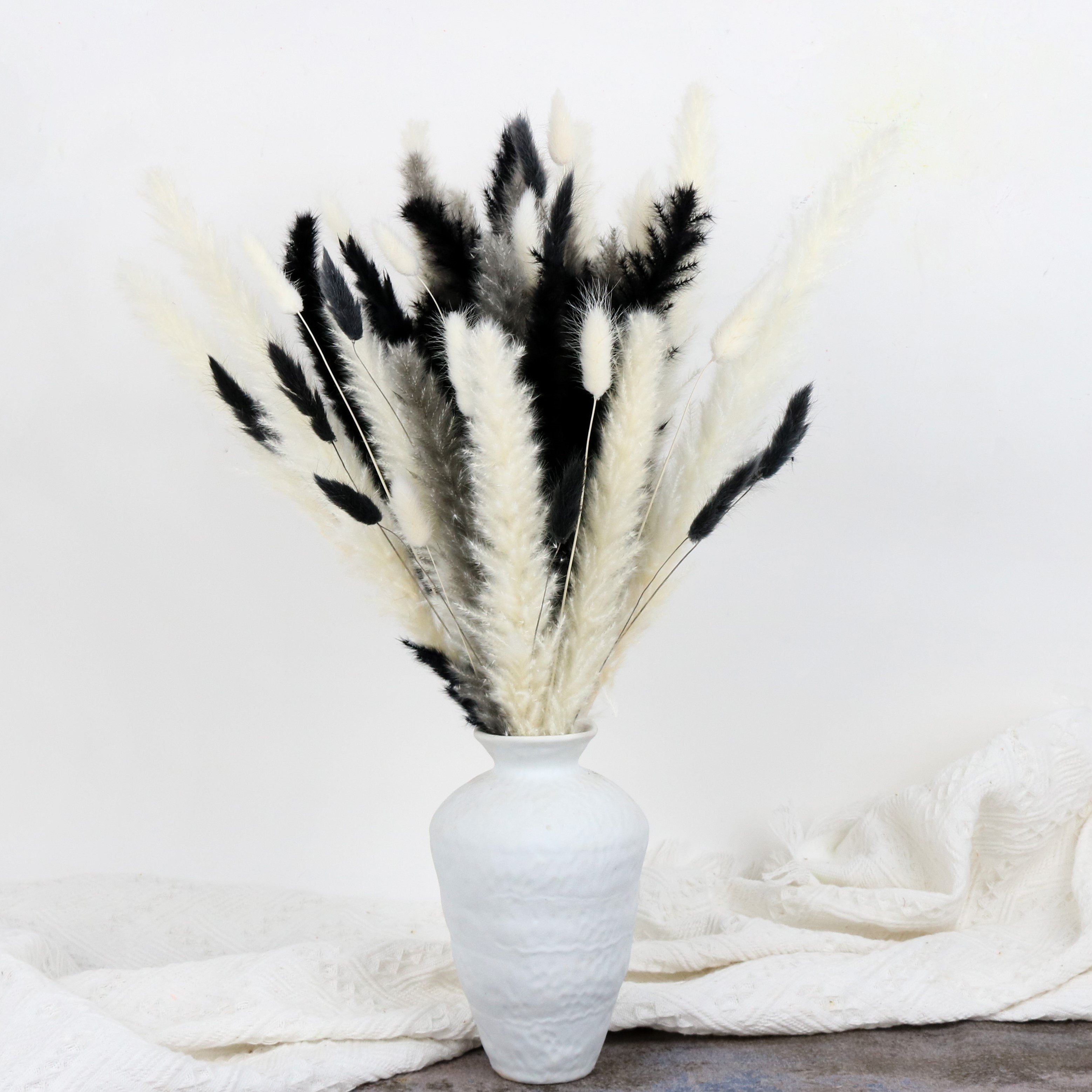 Pampas Grass Bouquet Plastic Bag Mother's Day Easter Decoration Easter Decor Top Sell Natural Dried Flowers 45cm White
