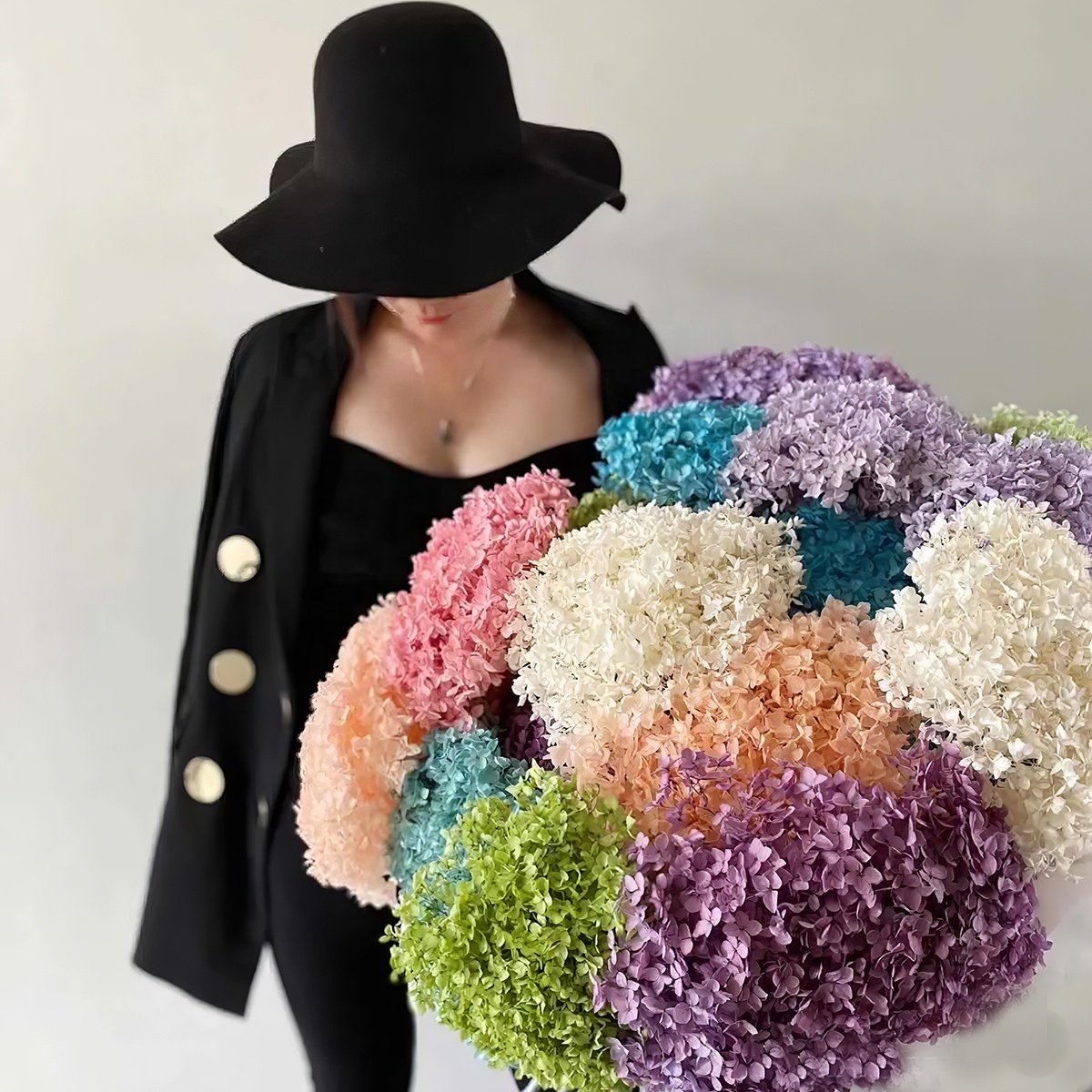 Everylove Preserved Hydrangea 25-30cm White Real Preserved Hydrangea Flowers With Stems For Wedding Home Party