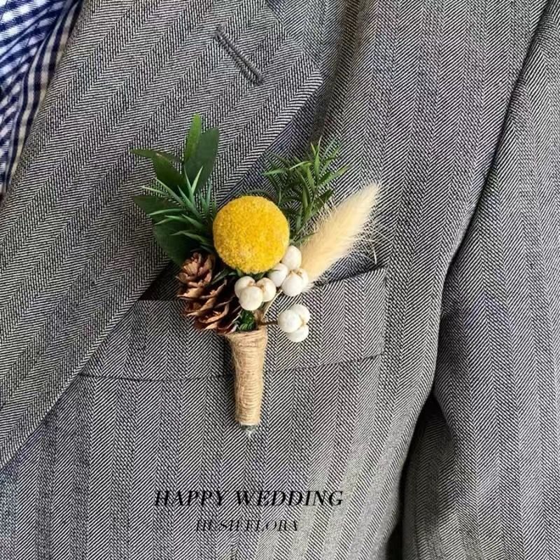Wedding Corsage Boutonniere Set Wedding Invitation Mini Ramito Dried Flowers Dry Flower Mini Lime Green Corsages For Women