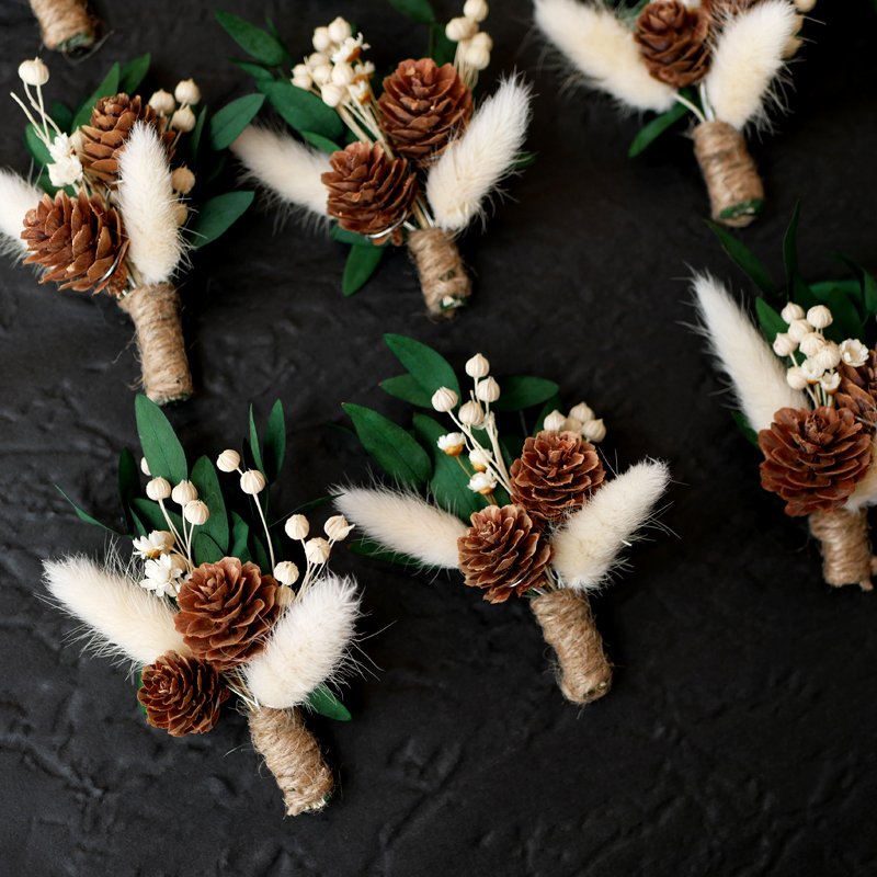 Wedding Corsage Boutonniere Set Wedding Invitation Mini Ramito Dried Flowers Dry Flower Mini Lime Green Corsages For Women