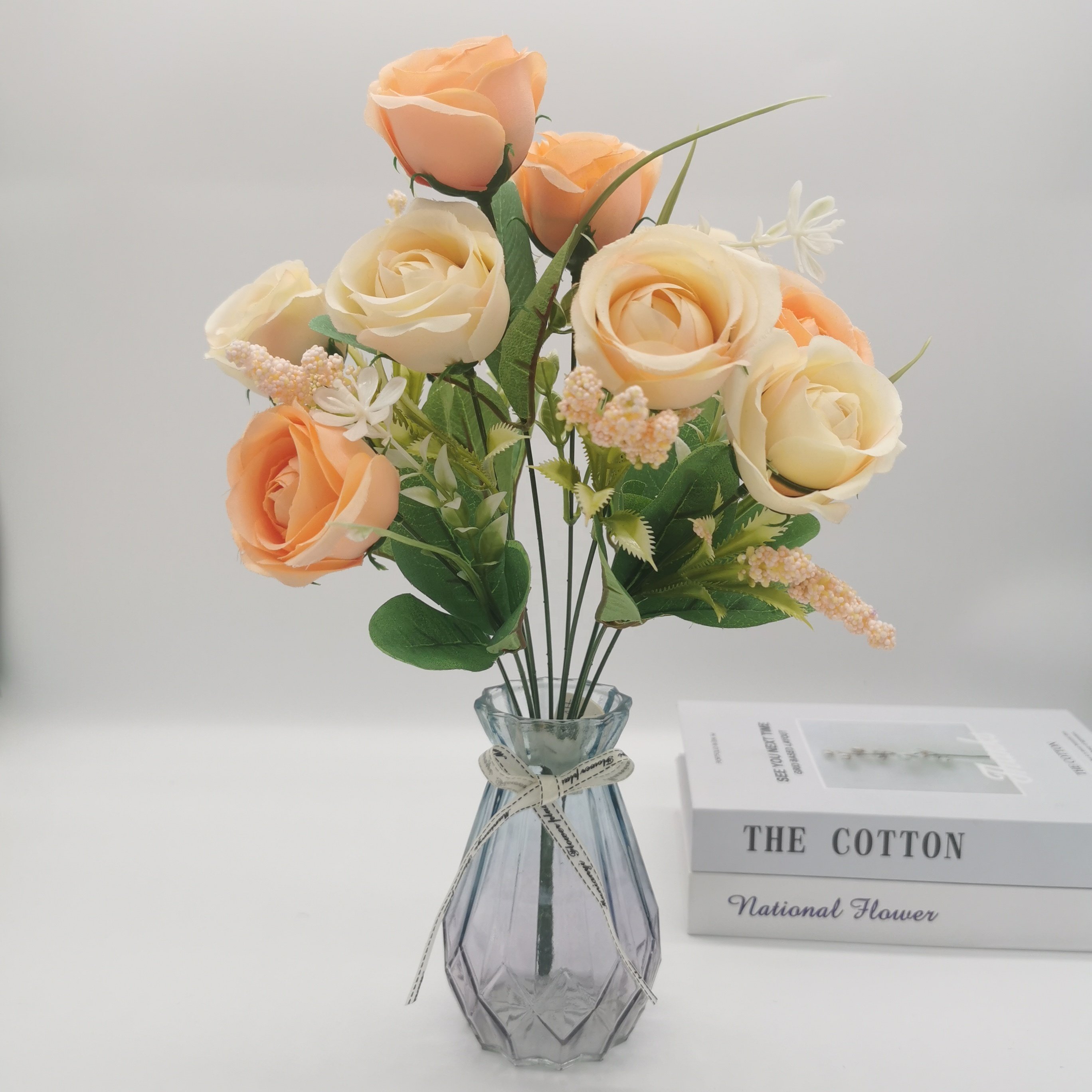 QIDA JS025 10 heads artificial flowers potted dried flowers & plants for Home Wedding Decorative Flowers Hot Sale 23256