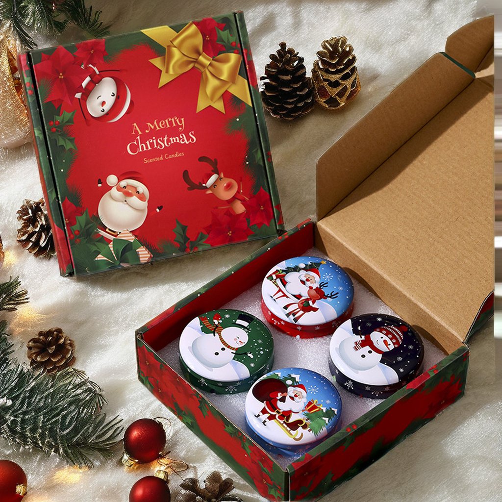Private Label Home Decoration Round Shape Tin Can Christmas Tin Jar Scented Candle With Dried Flower