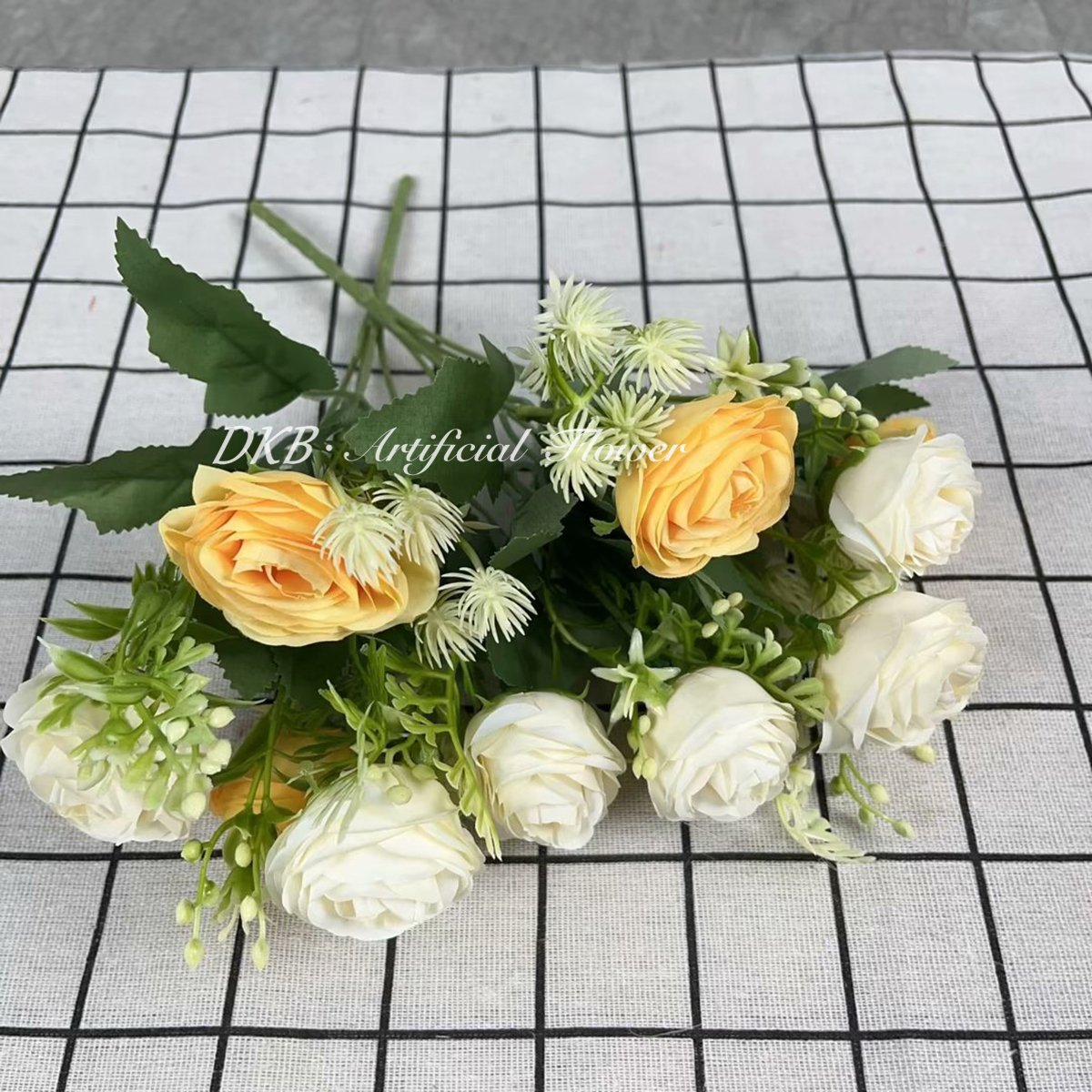 DKB low price wholesale Premium wedding flowers 4 head fa ke silk dried rose artificial flowers