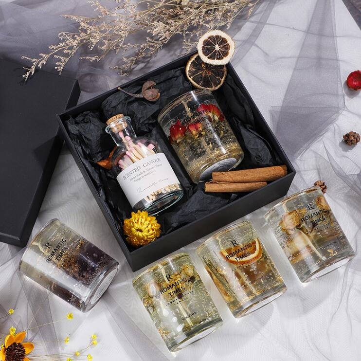 2022 new design dried flower candle decor wedding scented candle gift set
