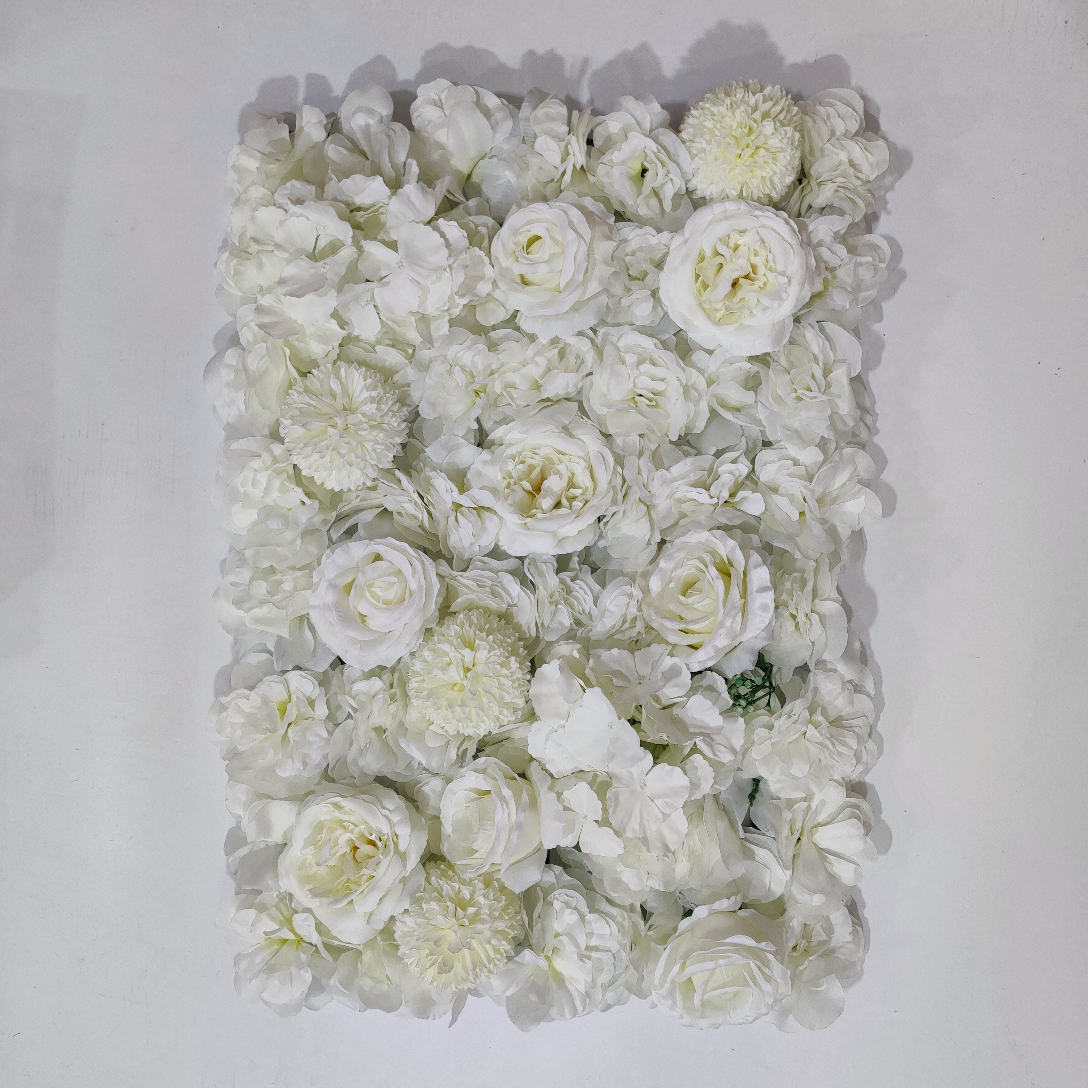 Cloth Fabric Roll Up White Wedding Rose Flowers Wall Backdrop Artificial Wall Decoration Flower Wall Panels