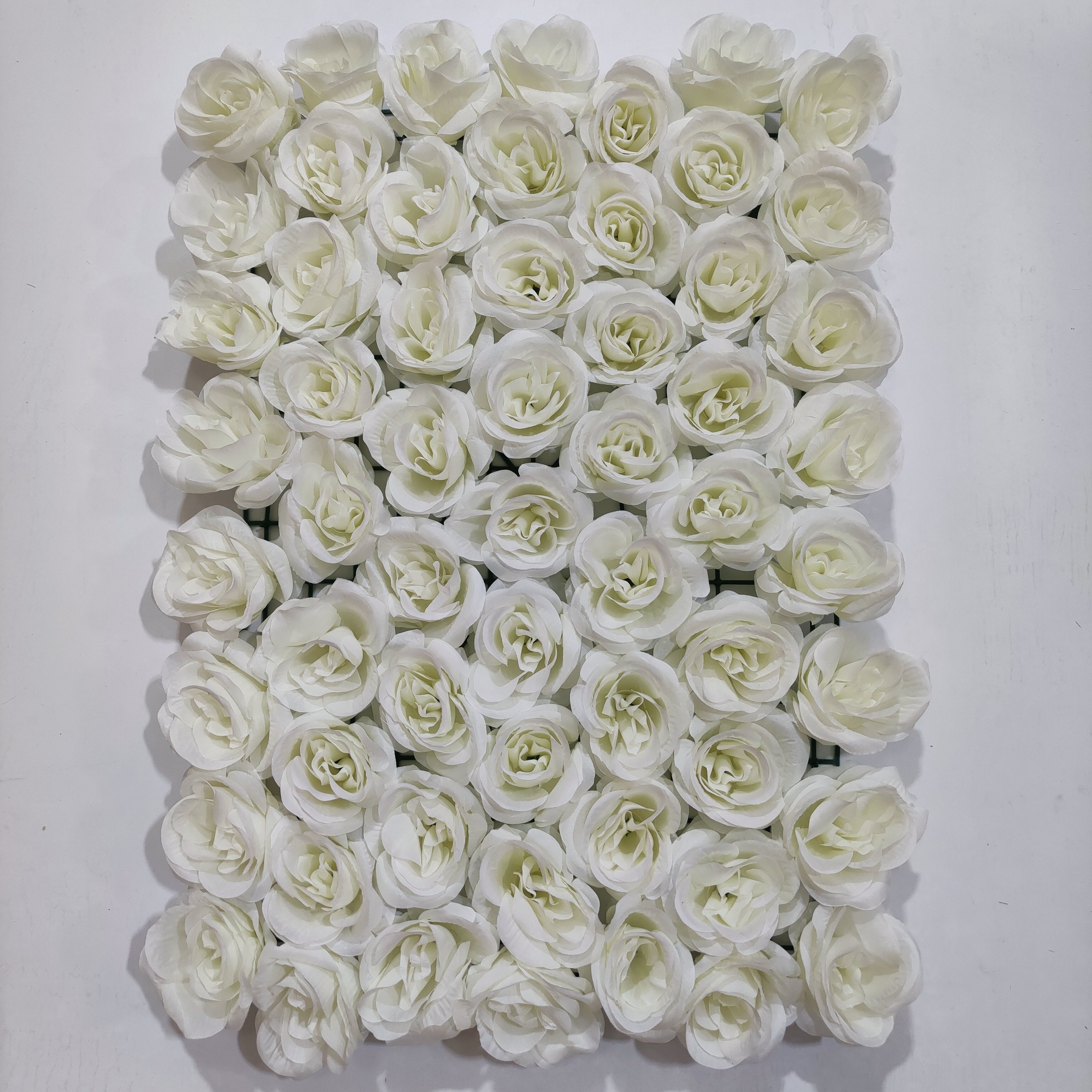 Cloth Fabric Roll Up White Wedding Rose Flowers Wall Backdrop Artificial Wall Decoration Flower Wall Panels