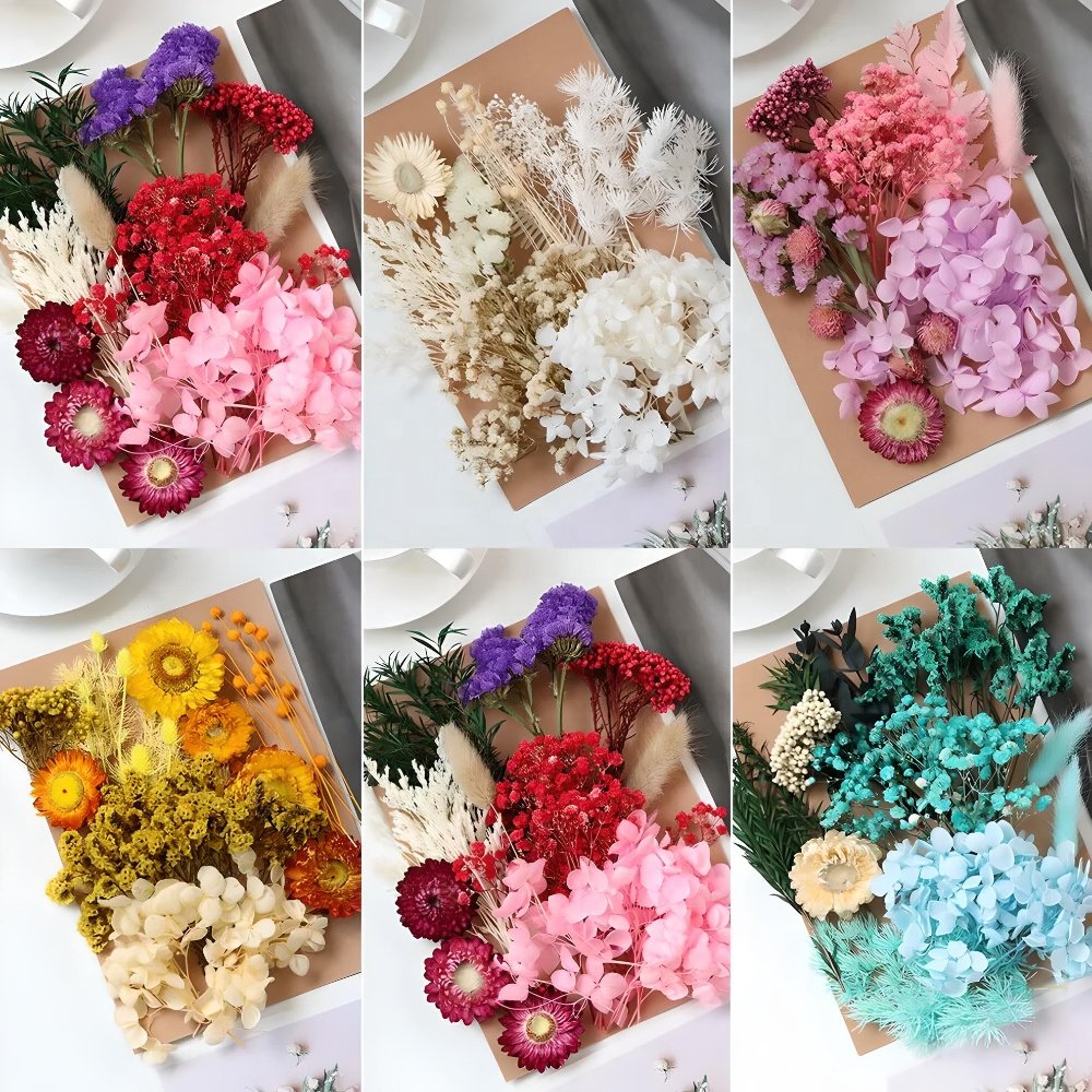 Custom natural dried flower mixed material for making decorative wedding party cards