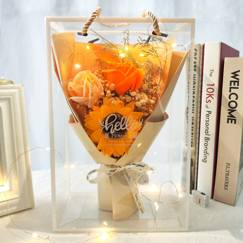 Transparent Plastic Preserved Bouquet Packaging Square Gift Clear PVC Cylindrical Flower Gift Box With Window