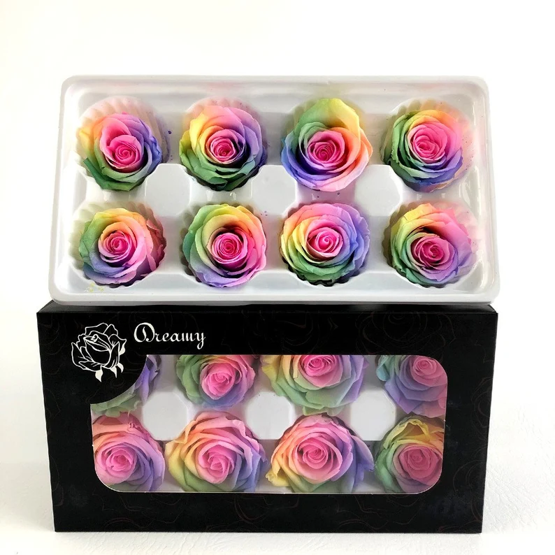 P-2 White preserved Roses in a box 4-5cm decor floral arrangements DIY preserved flowers Home decor bridal Shower flowers