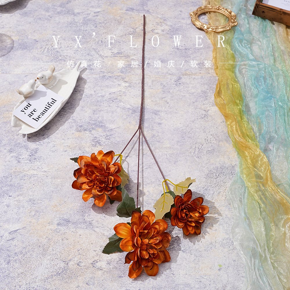 Nordic style simulation soft outfit 3 dahlia wedding hall decoration flower road guide flower dahlia wedding simulation flower
