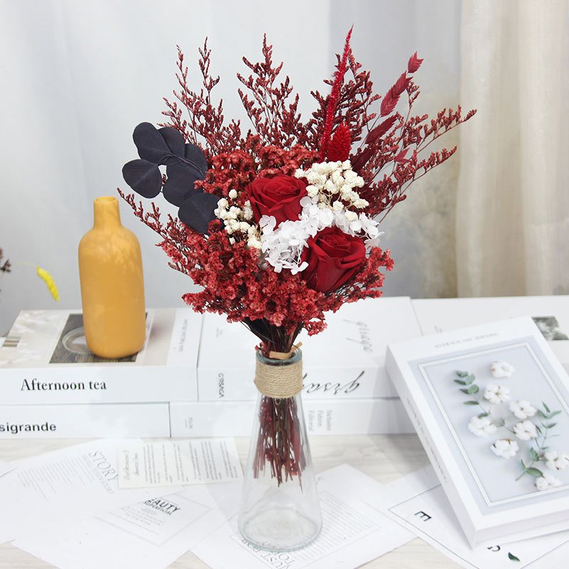 TC Handmade Preserved Flower Natural Dried Flower Bouquet For Valentine's Day Wedding Gift And Home Deco Finished Real Bouquet