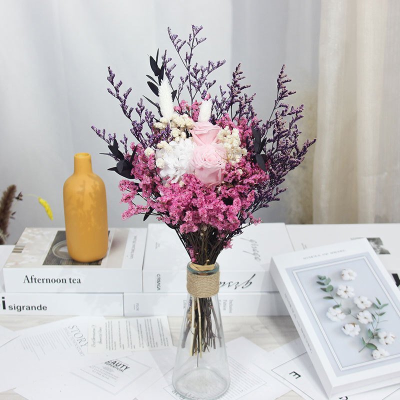 TC Handmade Preserved Flower Natural Dried Flower Bouquet For Valentine's Day Wedding Gift And Home Deco Finished Real Bouquet