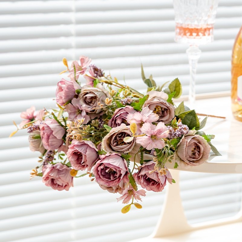 High Quality Artificial Real Touch Rose Bouquet Flower Bridal Bouquet Floral Arrangement Wedding