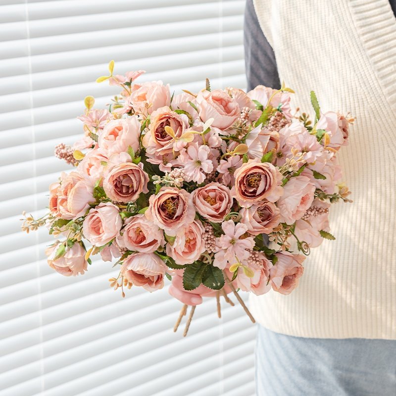 High Quality Artificial Real Touch Rose Bouquet Flower Bridal Bouquet Floral Arrangement Wedding