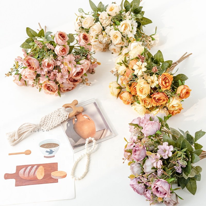 High Quality Artificial Real Touch Rose Bouquet Flower Bridal Bouquet Floral Arrangement Wedding