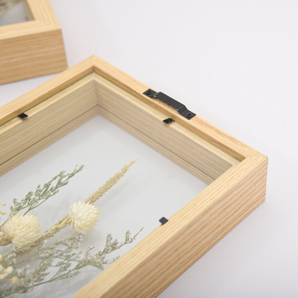Modern Fashion Customized Wall Mounted Tabletop Shadow Box Double Sided Glass Artwork Pressed Dried Flower Display Frame