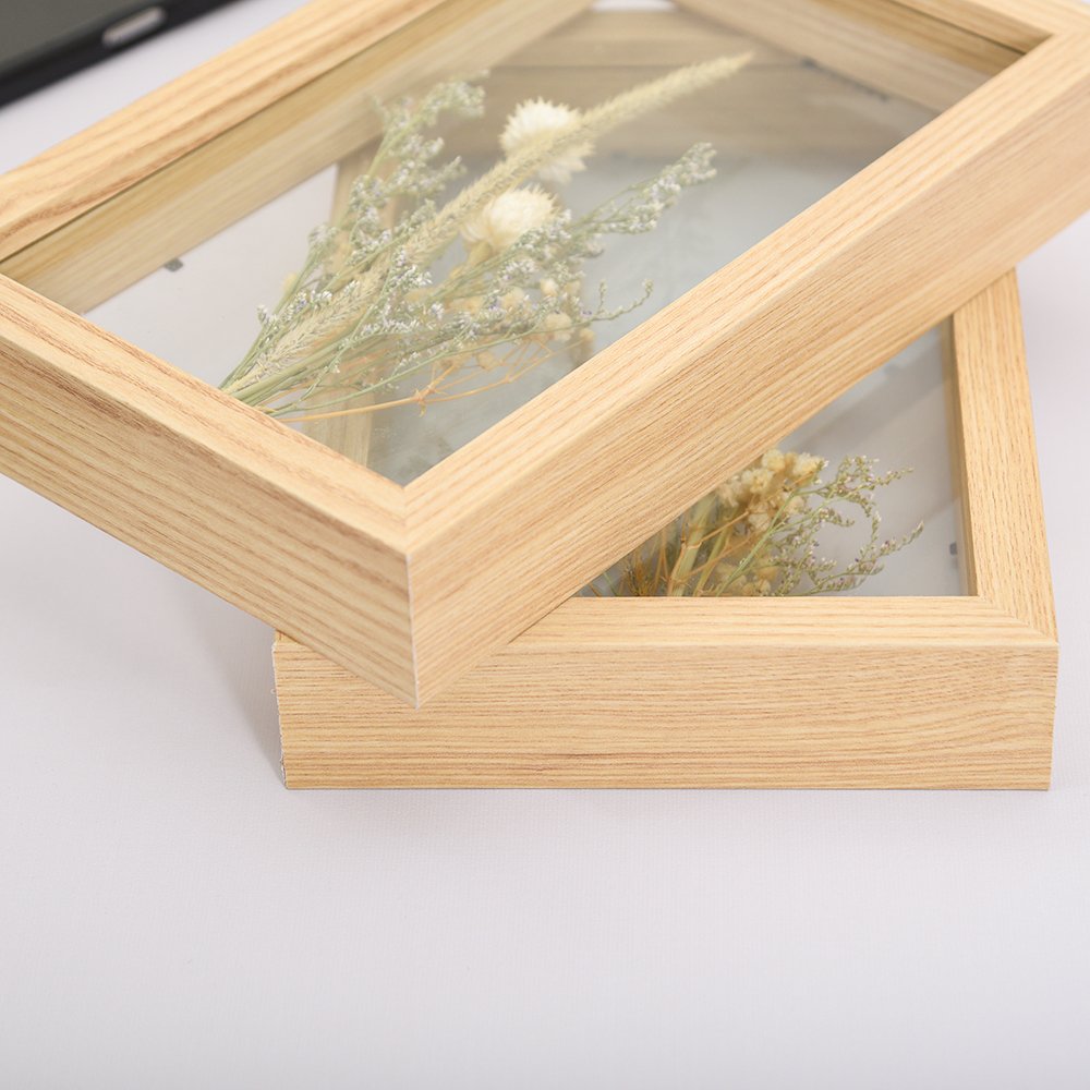 Modern Fashion Customized Wall Mounted Tabletop Shadow Box Double Sided Glass Artwork Pressed Dried Flower Display Frame