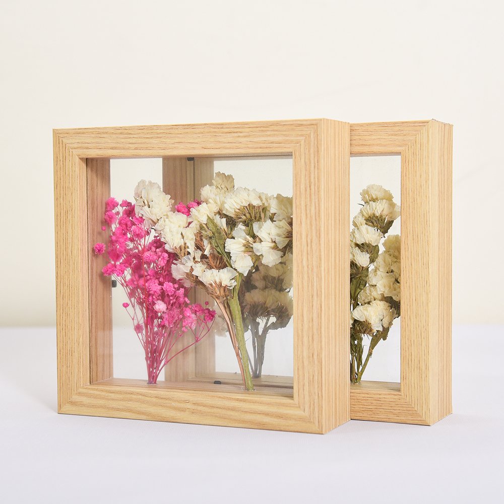 Modern Fashion Customized Wall Mounted Tabletop Shadow Box Double Sided Glass Artwork Pressed Dried Flower Display Frame