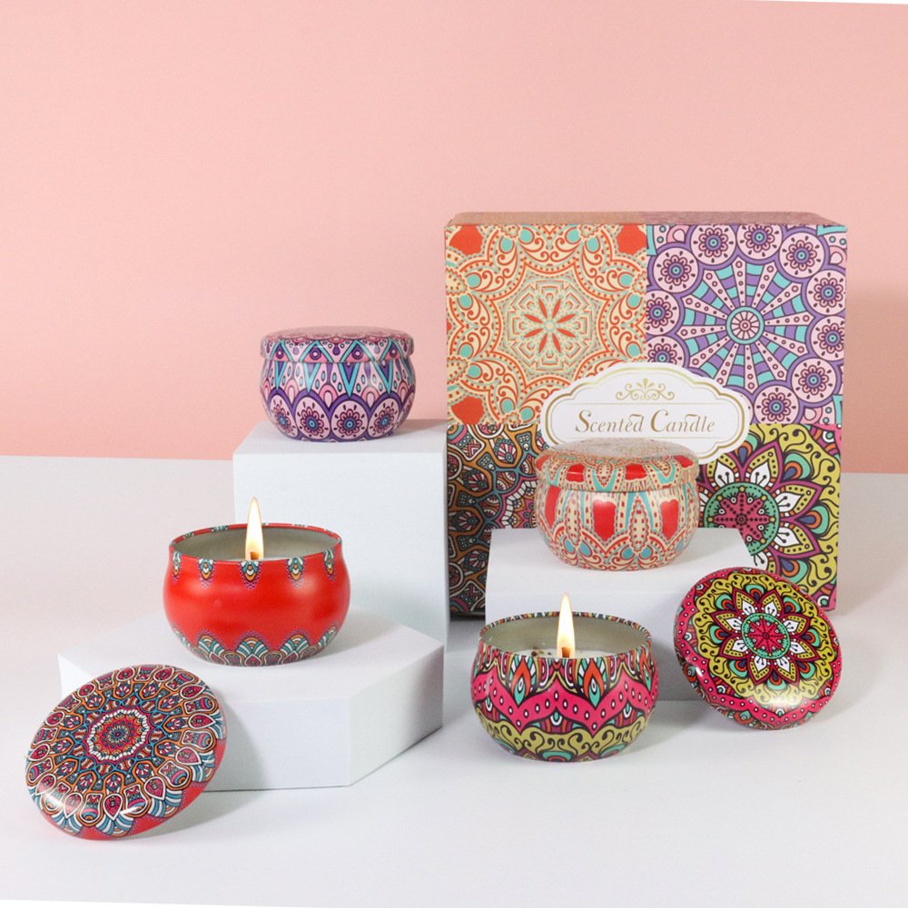 Handmade scented soy wax tarot spiritual healing metal tin unique candles flower scented soy wax travel gift tin box candle