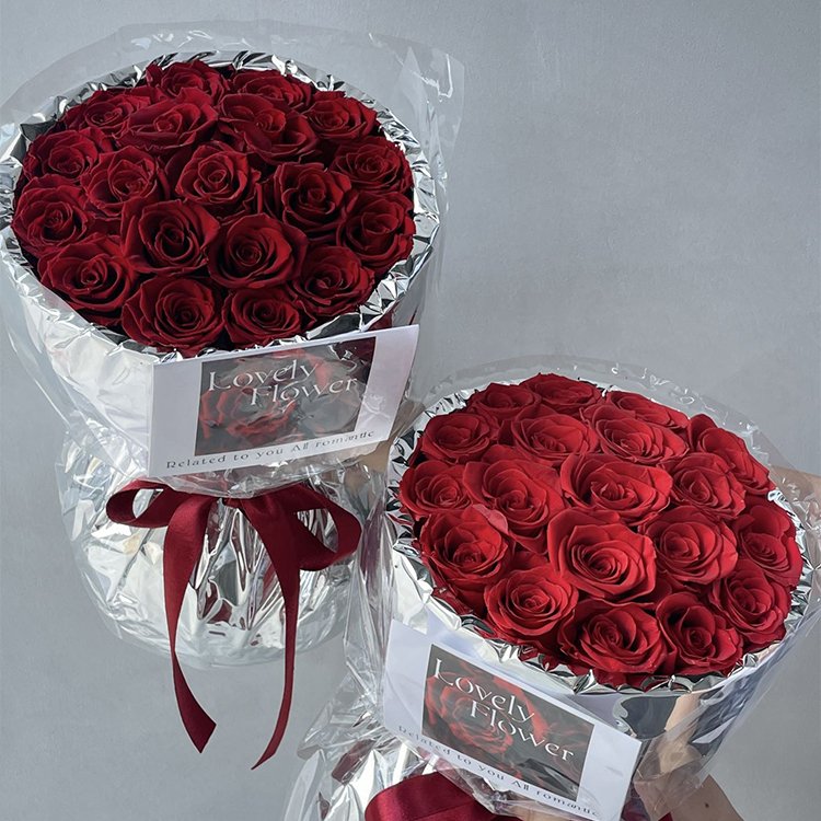 Popular Practical Metal Style Birthday Valentine's Day Wedding Preserved Roses Bouquet