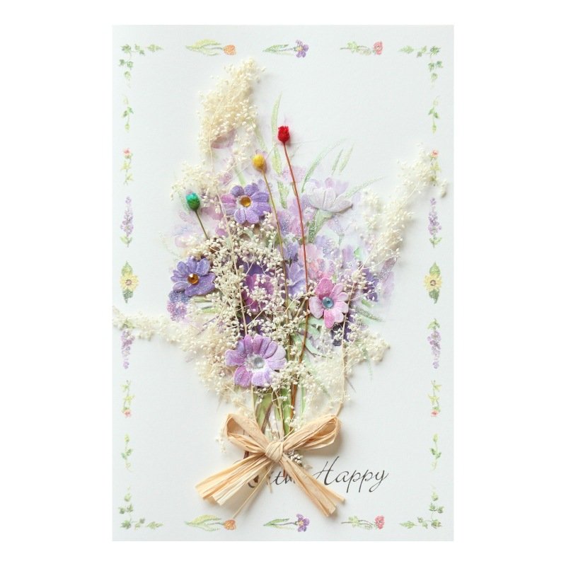 Exquisite Creative Dried Flowers Thank You Greeting Card Business Birthday Card Blessing Thanksgiving Gift Card