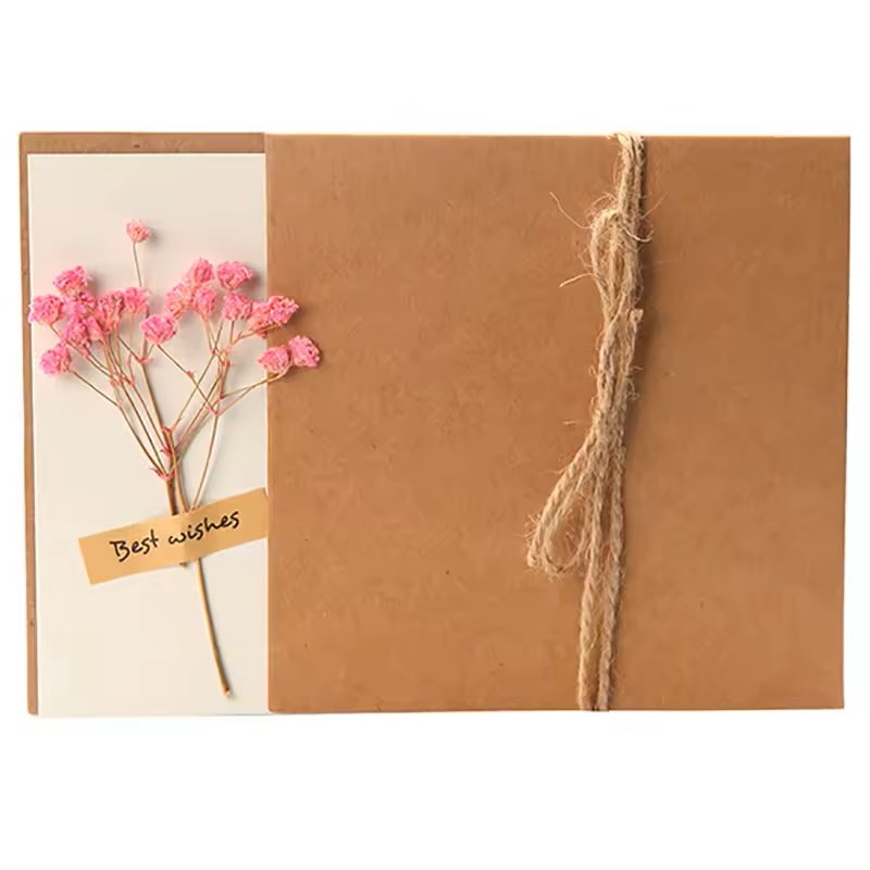 Kraft paper envelopes dried flowers decorated Thank You card Greeting Card Invitation Card